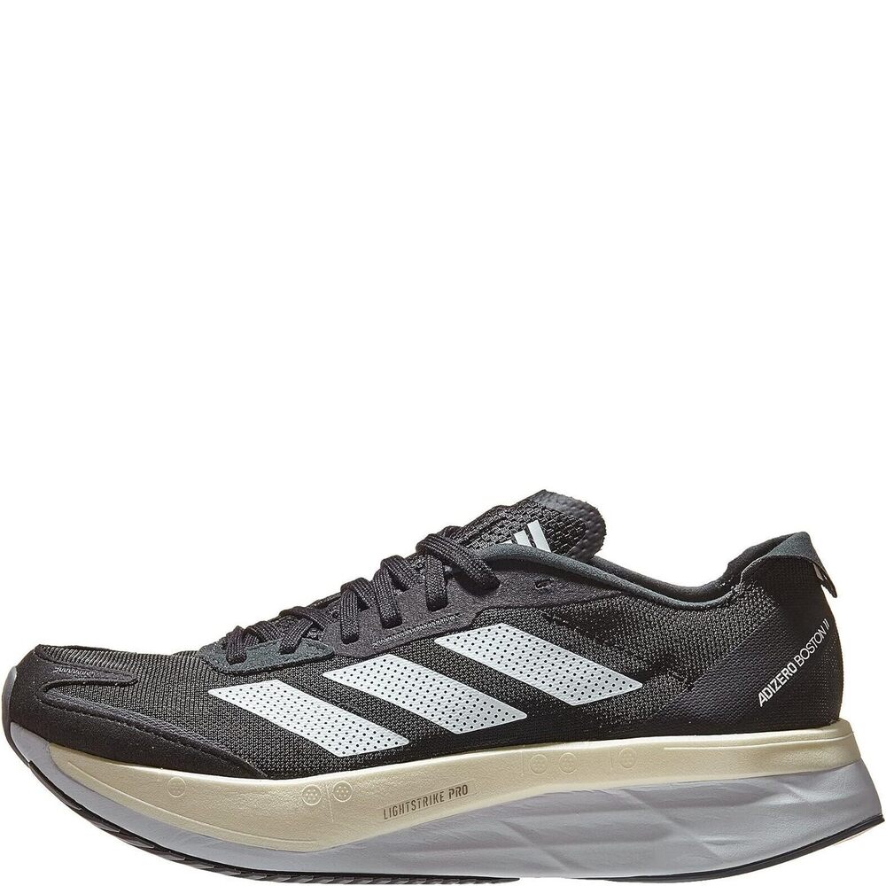 adidas Womens Adizero Boston 11 Running Shoes Core Black/White/Gray Heather